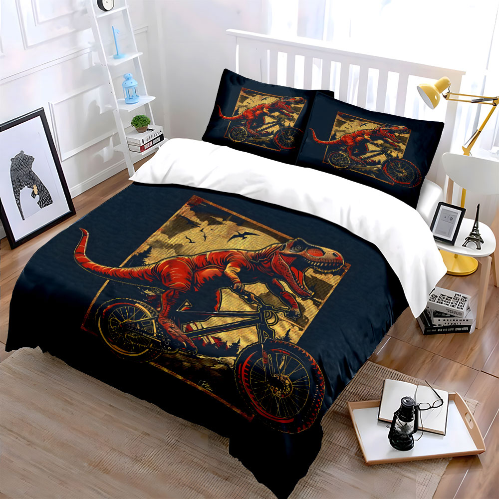 3pcs Set Sprei T-Rex Mengendar - Mountain Biking Cartoon ulasan dan harga