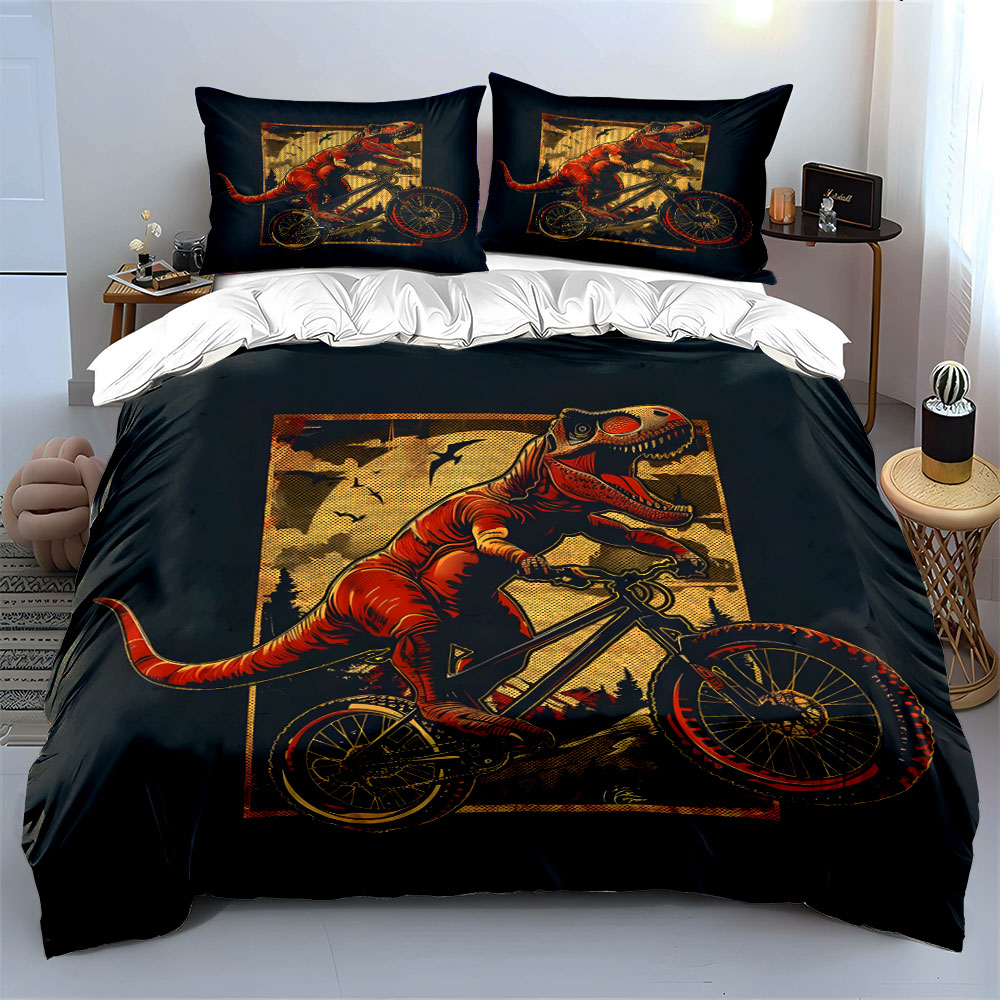 3pcs Set Sprei T-Rex Mengendar - Mountain Biking Cartoon ulasan dan harga